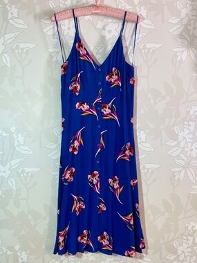 Express Blue Floral Spaghetti Strap Dress Small